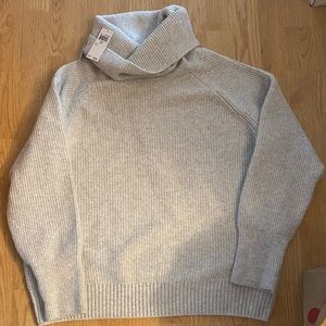 New Joan Vass Light Gray  Cozy Turtleneck Sweater XL Read